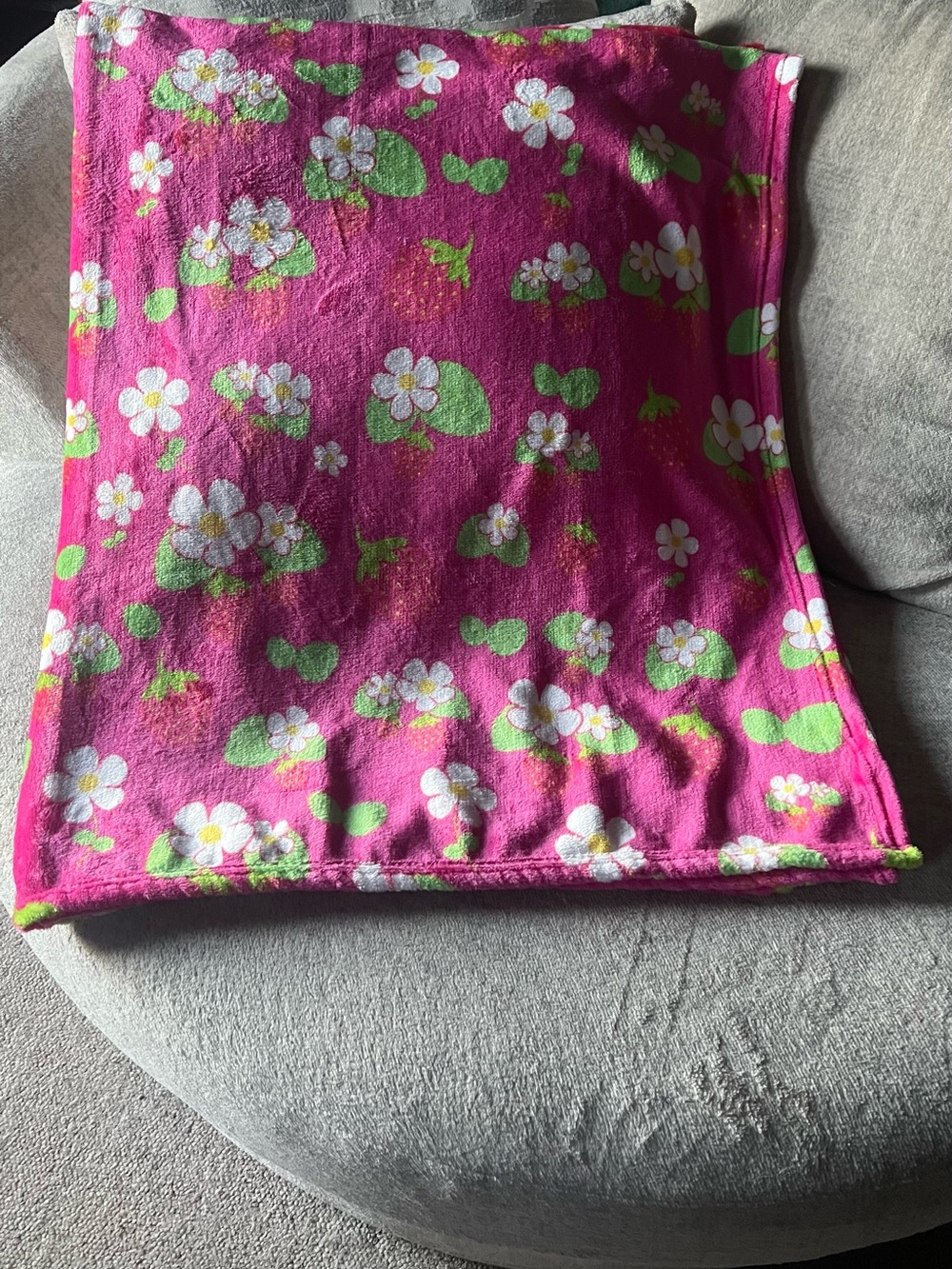 Pink Strawberry and Flower Soft 50x60 Plush Throw